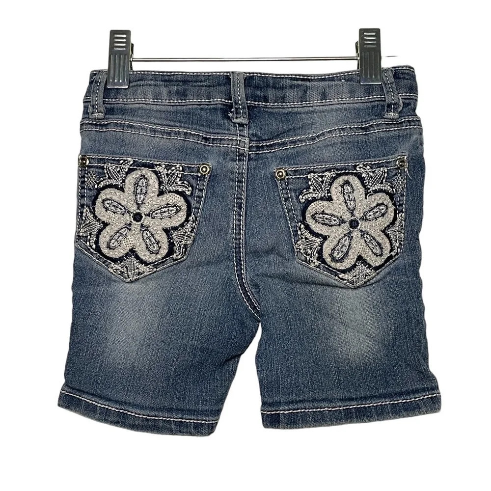 Revolution By Revolt Denim Bermuda Shorts Girls Size 4 Embellished Pockets